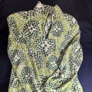 Columbia half zip fleece Women's medium with geometric green floral design